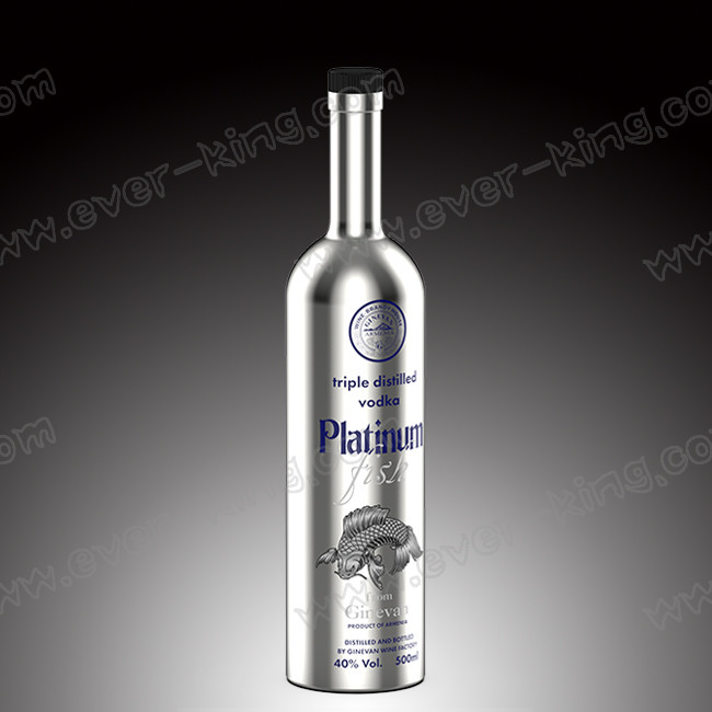 Round Vodka Electroplated Glass Crystal Bottle 500ml With Stopper
