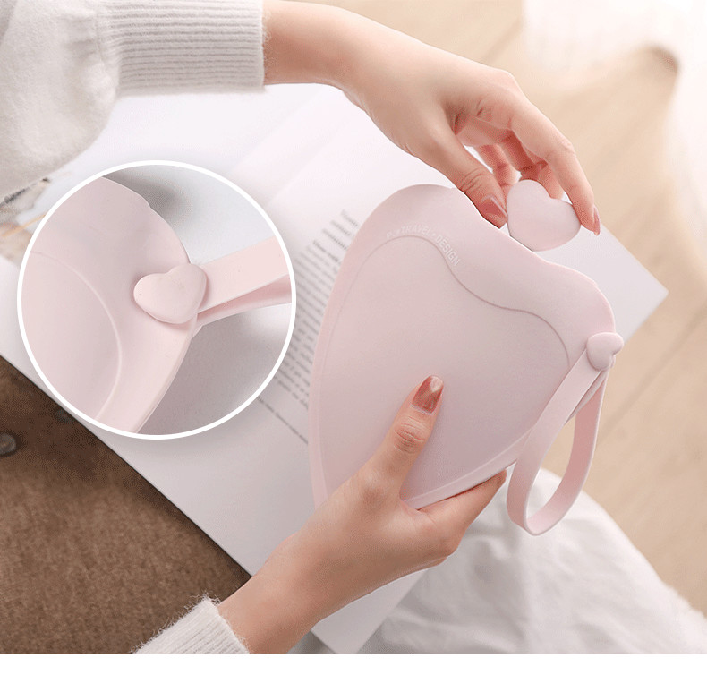 Love Small Silicone Hot Water Bottle Bag With Knited Cover For Pain Relief Waist Back Neck Menstrual Cramps