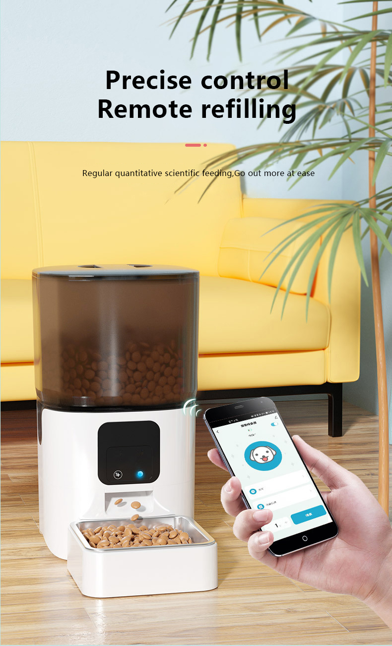 White ABS 6L Smart Cat Feeder Automatic Pet Camera Feeder For Small Animals