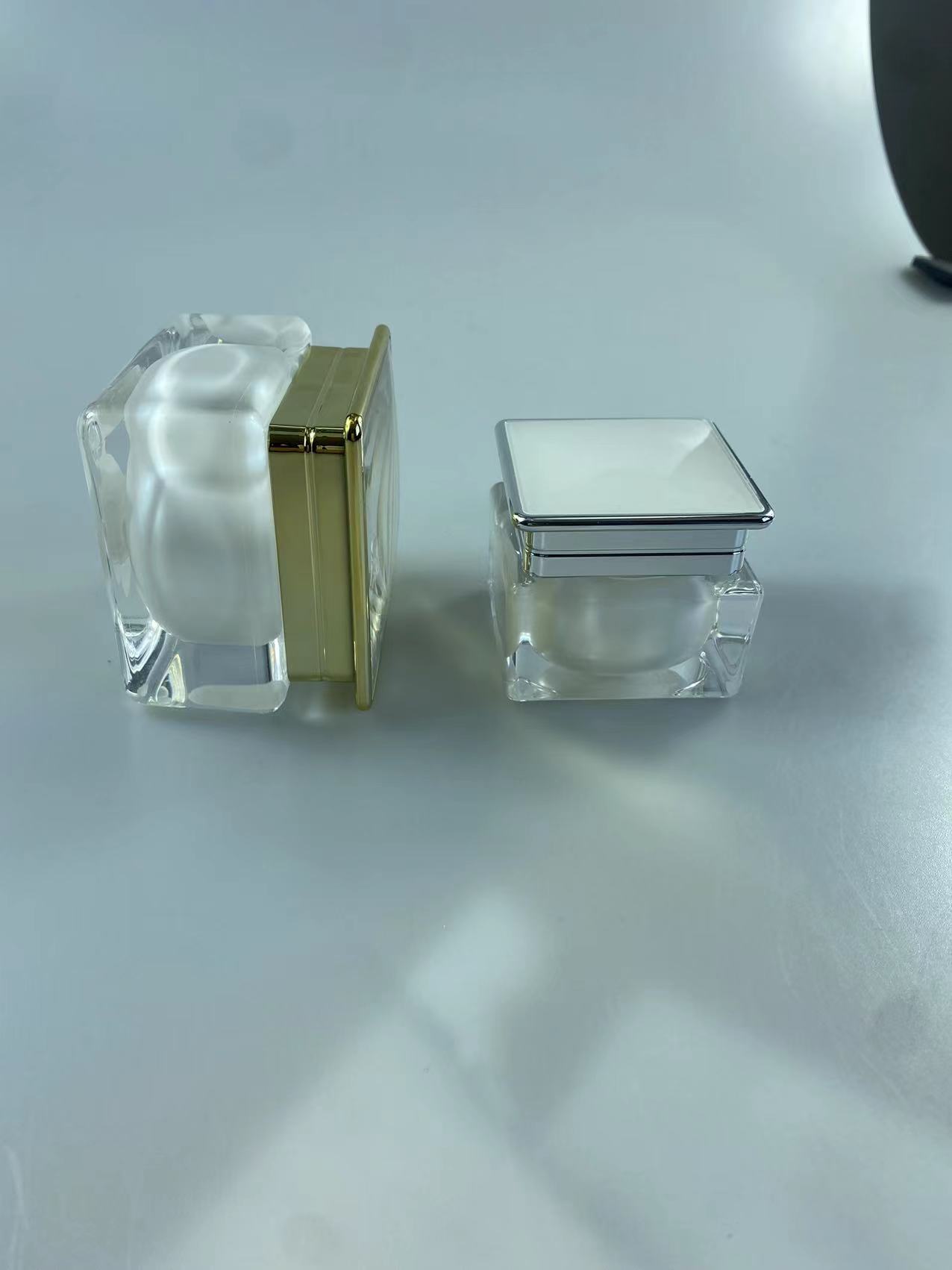 Silk-screen Printing Cosmetic Jar 30g/50g Square Acrylic Jar for end Makeup Packaging