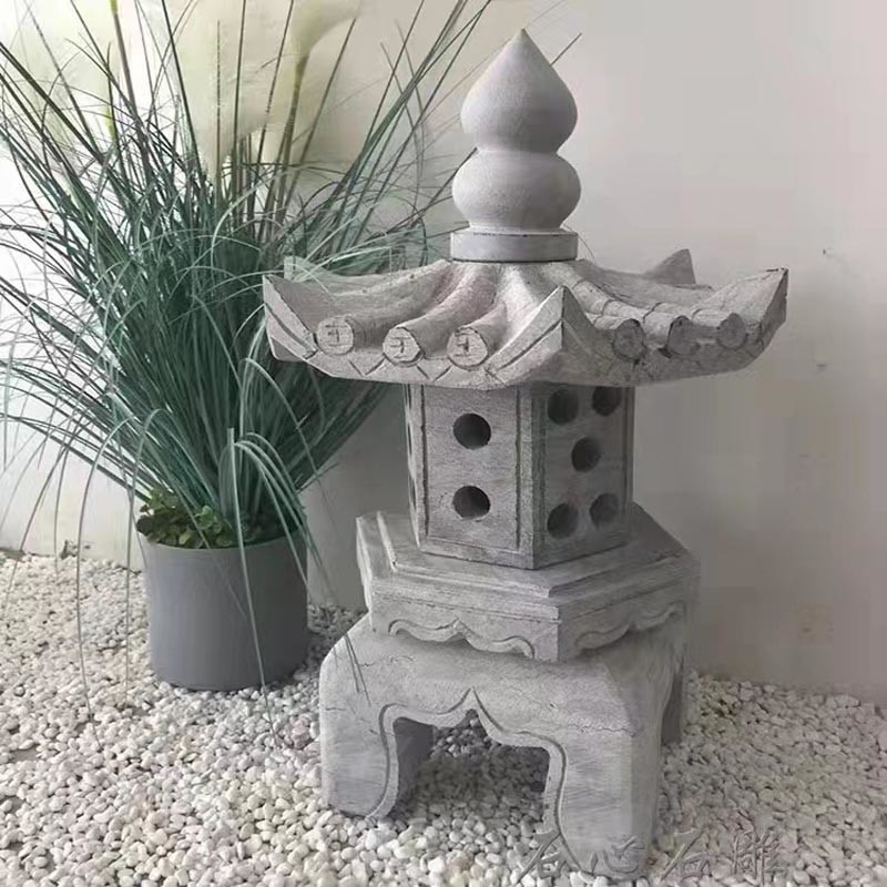 Large Grey Outdoor Stone Lantern Granite Pagoda Japanese Garden Ornaments