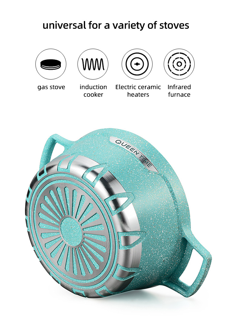 Best Selling Multi-color Non Stick Cooking Pots Steel Pot Double Bottom Cookware Pot With Glass Lid