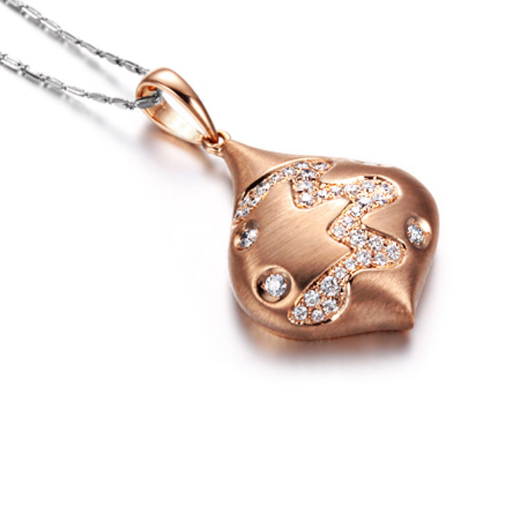 18K Rose Gold Diamonds Drop Pendant Earrings Ring Jewelry Set (GDSET004)