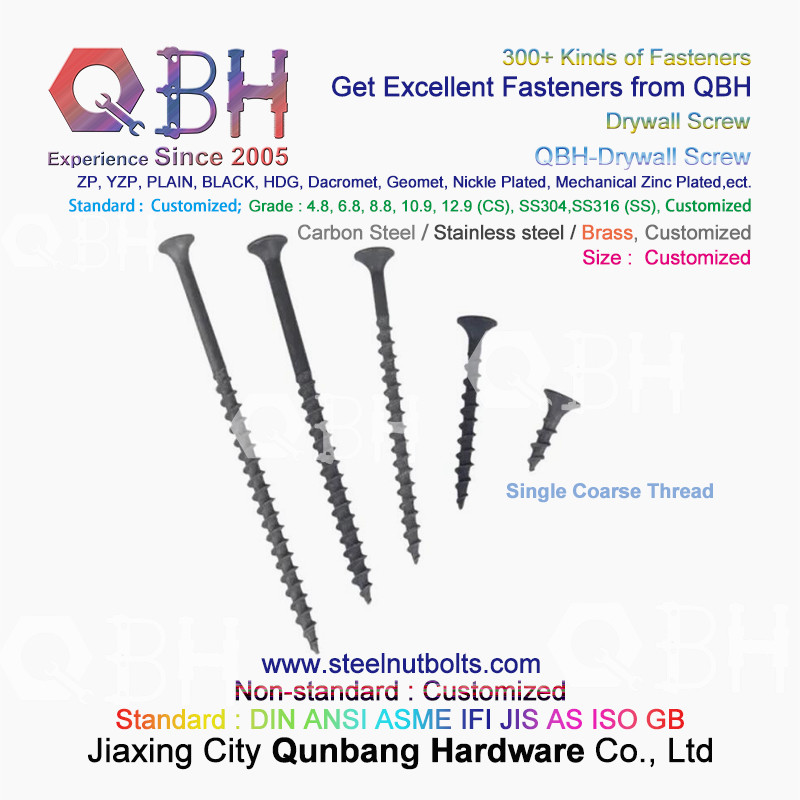 QBH 3.5*25 Black Phosphating Drywall Self-Tapping Bugle Head Double/Single Threaded Carbon Steel Dry Wall Screws