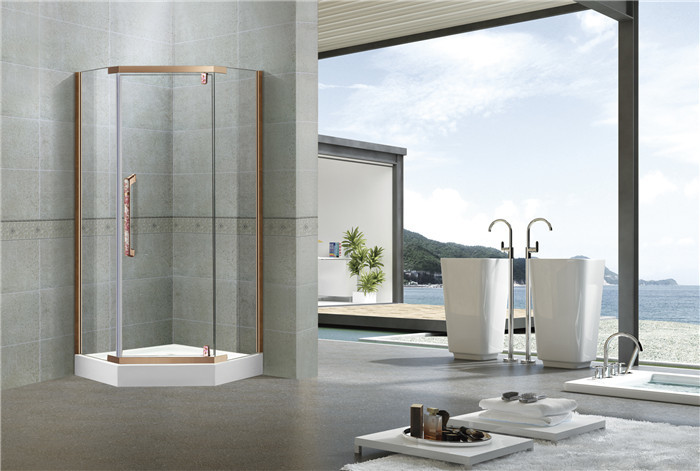 8MM Pivot Red Bronze Shower Cubicles 304 Stainless Steel Profiles For Apartment