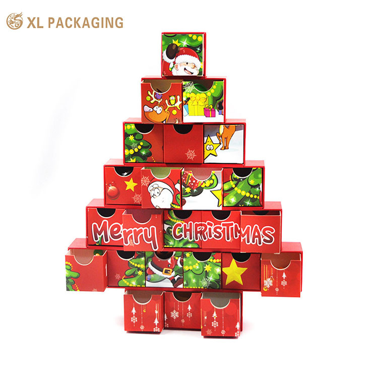 Luxury Custom Christmas Mystery Paper Gift Advent Calendar Box Surprised Cosmetic Mystery Boxes With Jolly Packaging
