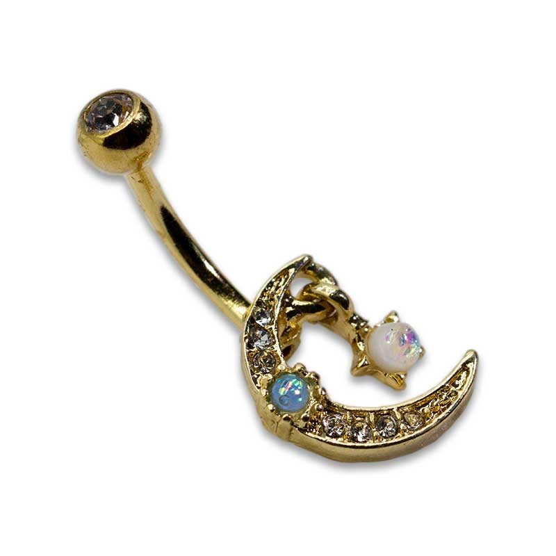 Shiny Moon Star Dangle Belly Button Piercings Jewelry faux opal gem ODM