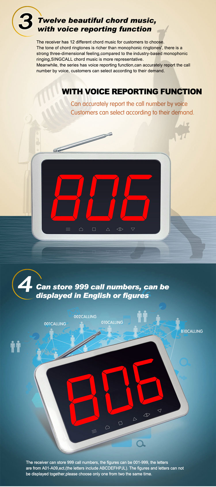 Restaurant equipment remote table number calling system