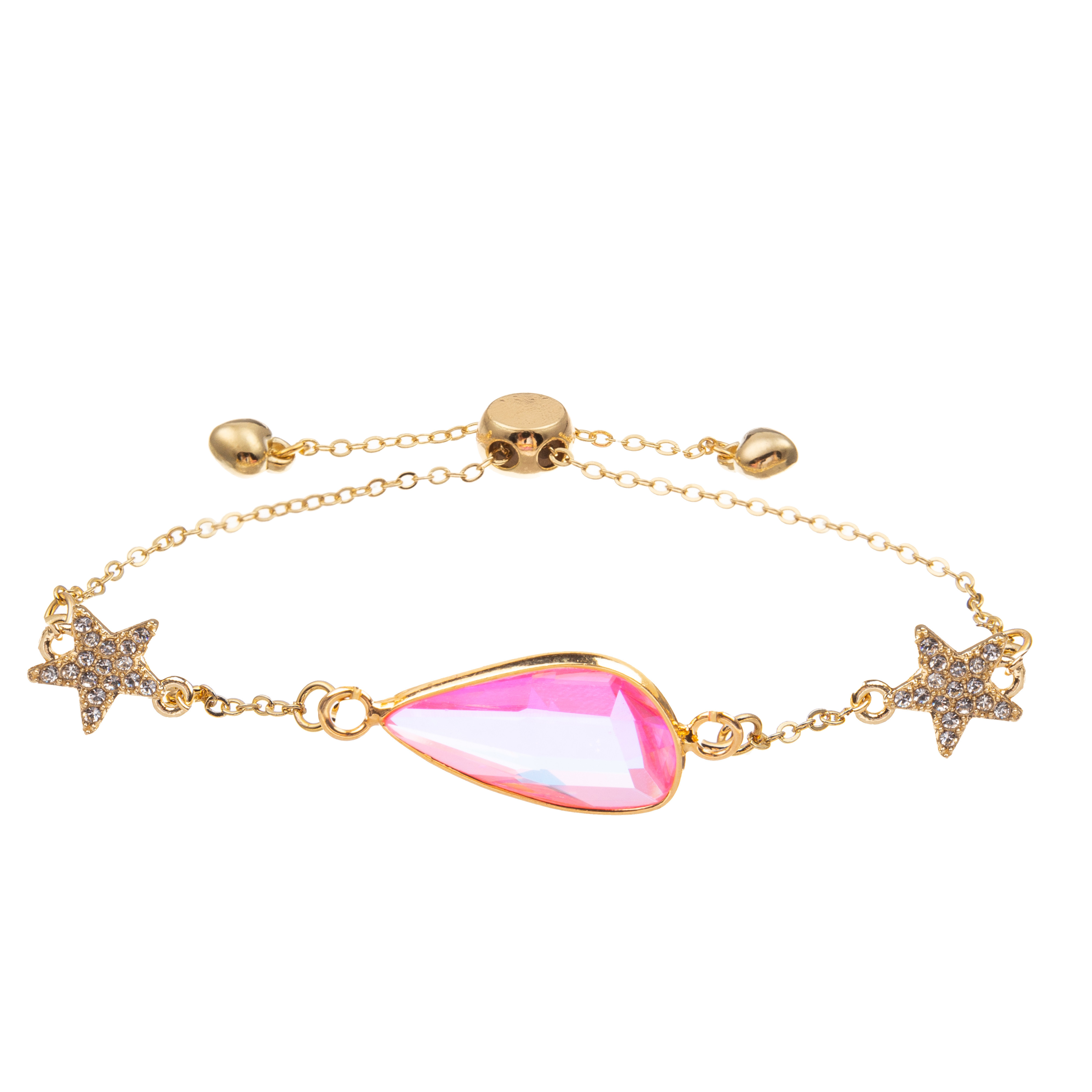 Star Shape Charm Bangle Zircon Chain Link Bracelet With Gold Plated Faceted Crystal