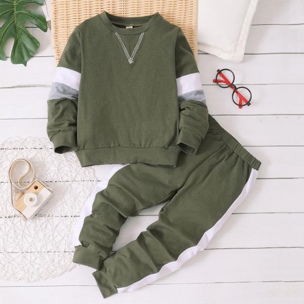 Children'S Outfit Sets Boy'S Color Block Tracksuits Children'S Cotton Sports