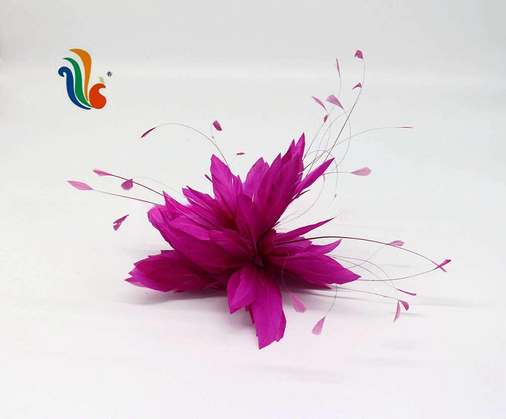 Goose Feather and Stripped Coque Flower Mount Feather Headwear for Halloween 15*30 CM