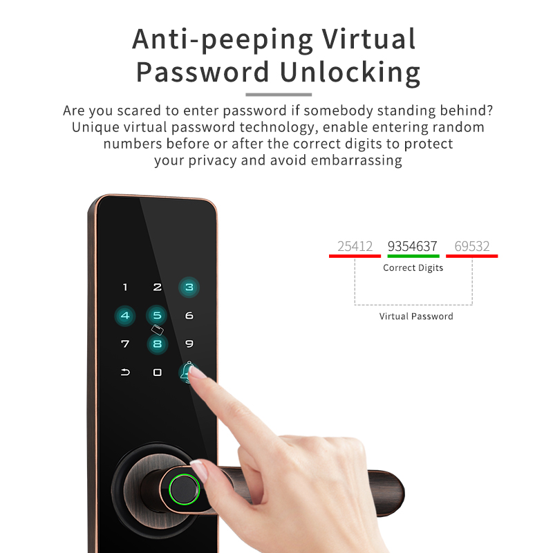 Keyless Entry Mortise Door Lock With Biometric Fingerprint Touchscreen Smart