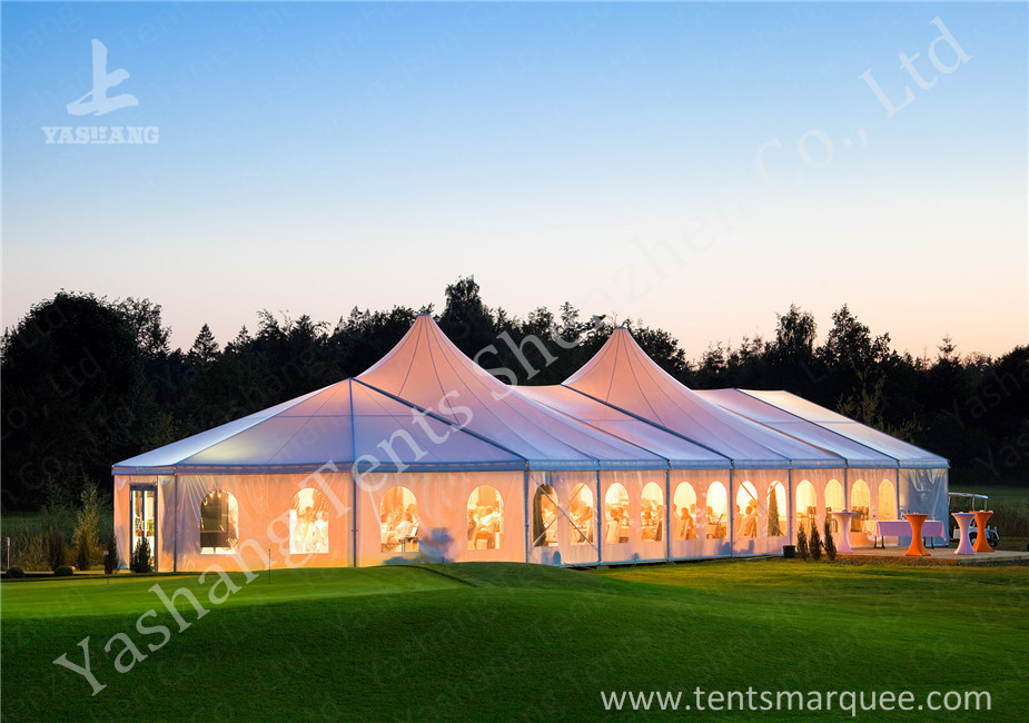 High Peak Lining Style Aluminum Frame Water Resistant Tent Structure For Wedding Receptions