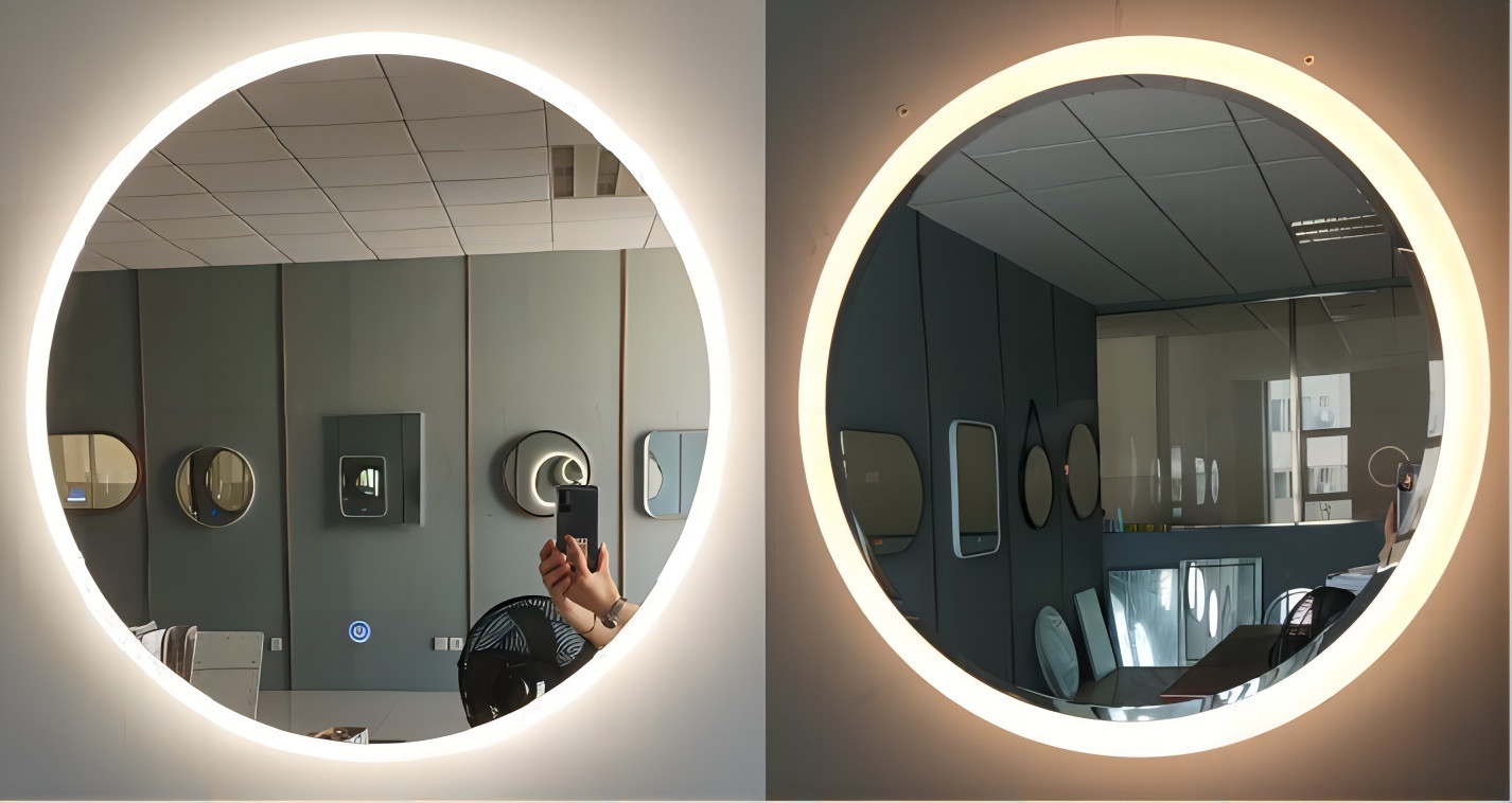 Aluminum Frame Black Hanging Vanity Mirror With Lights 24W