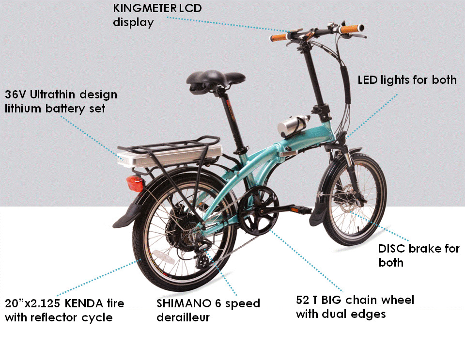 32km/h Electric Folding Bike , Electric Folding Bicycle With Pedal Assist System