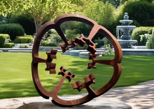 Welded Outdoor Garden Steel Sculpture Rusty Metal Art Flower In Corten Durable
