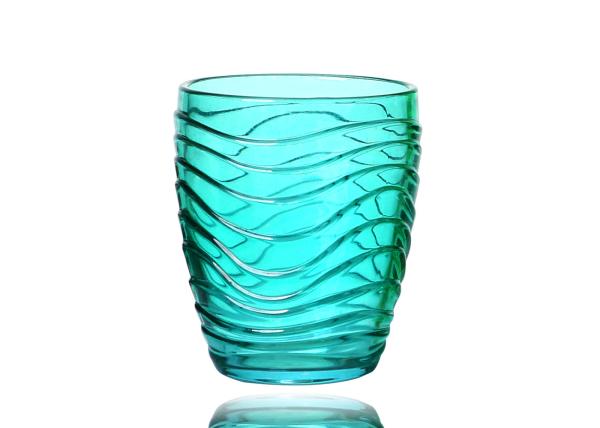 Non Slip Embossed Whisky Rock Glass 7oz Aqua Whiskey Glasses
