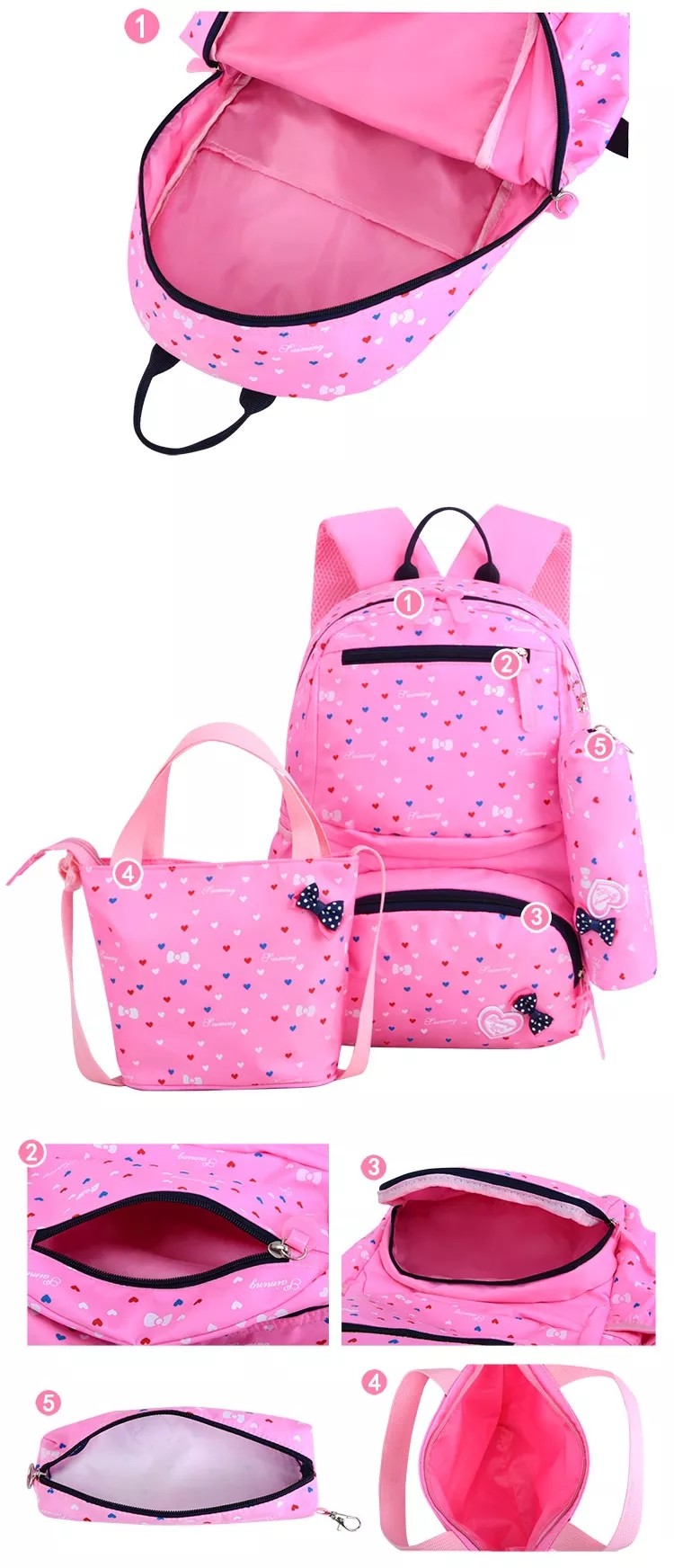 Backpacks For Girls School Cute Kids Backpack Bookbags Insulated Lunch Box Set Bag
