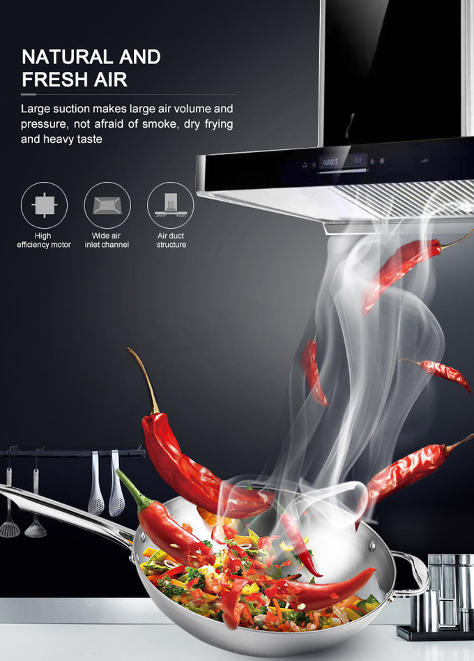 SASO Certificated Ventless Curved Glass Cooker Hood For Kitchen