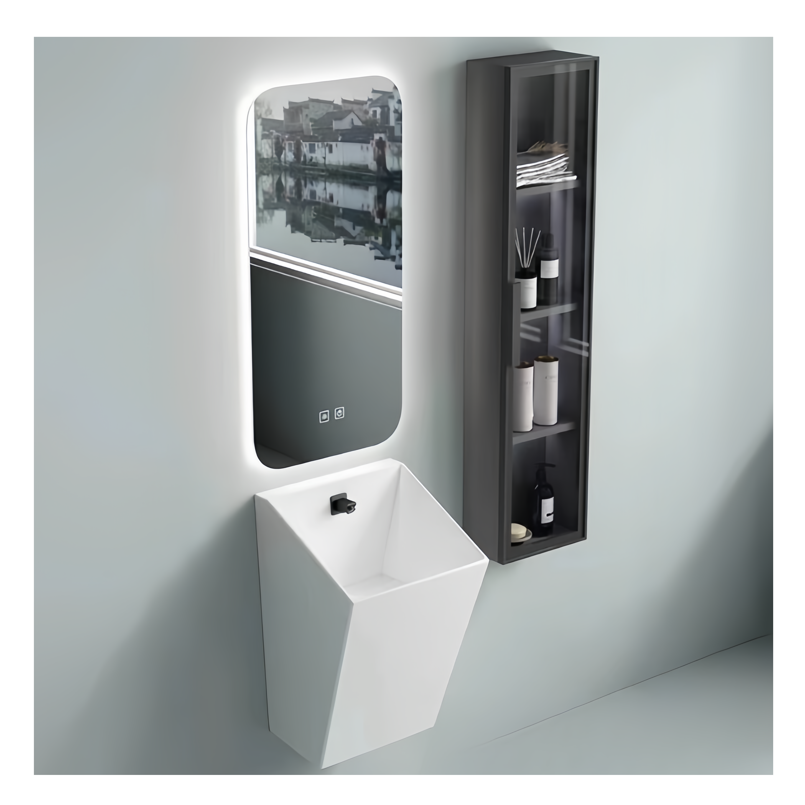 Half Pedestal Ceramic Wall Hung Bathroom Wash Basin for Environmental Glaze and Home