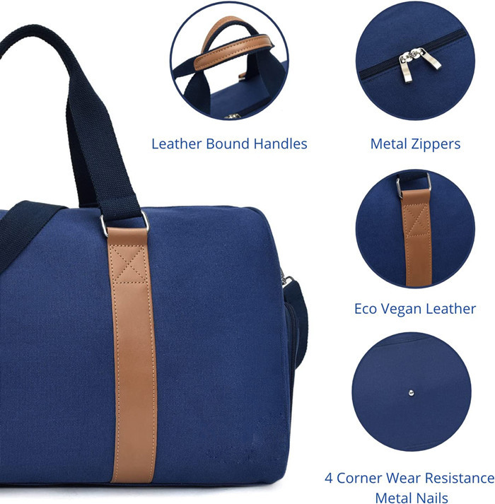 12OZ Mens Womens Canvas Overnight Bag , Large Custom Travel Bag