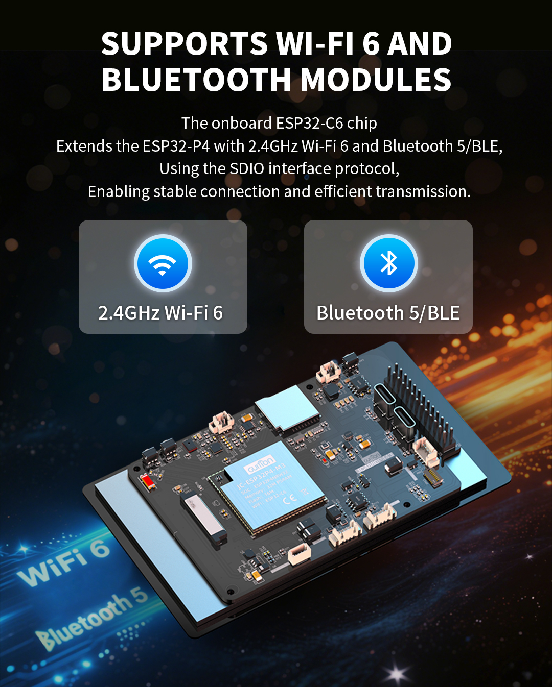 JC4880P443C_I_W High cost performance 4.3-inch IPS touch screen development kit supports ESP32P4/ESP32-C6 dual platforms