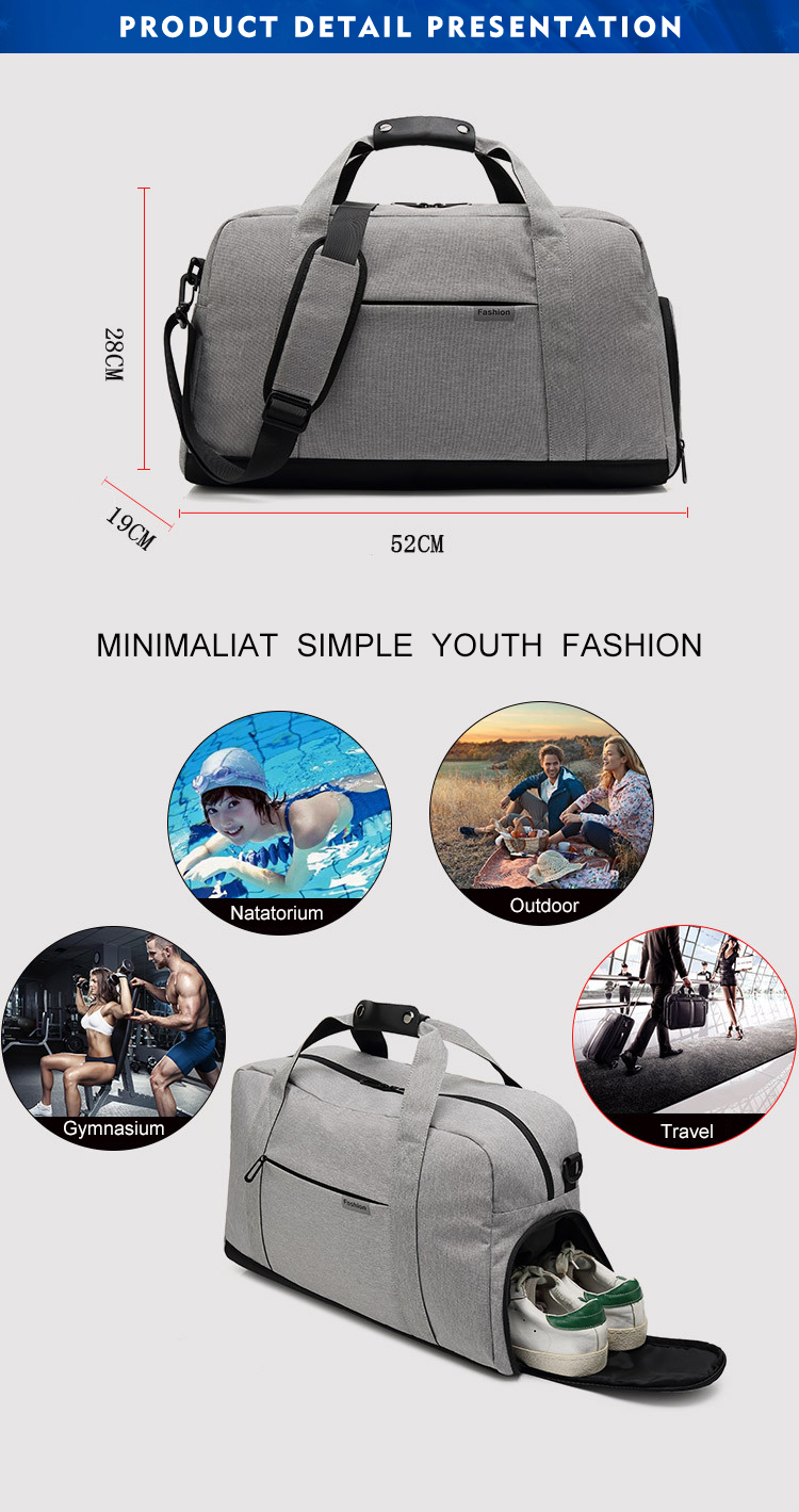 Pure Color 27L Hand Carry Waterproof Travel Bags 52*19*28cm