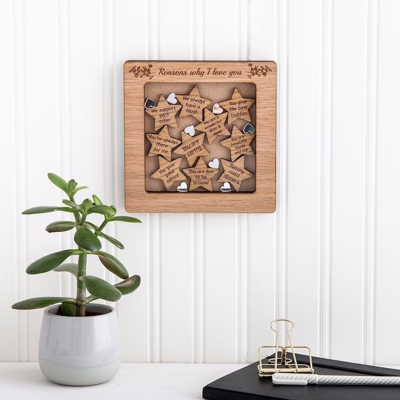 Personalised Mothers Day Gift from Daughter Unique gift for Mum Things wooden Frame from Children