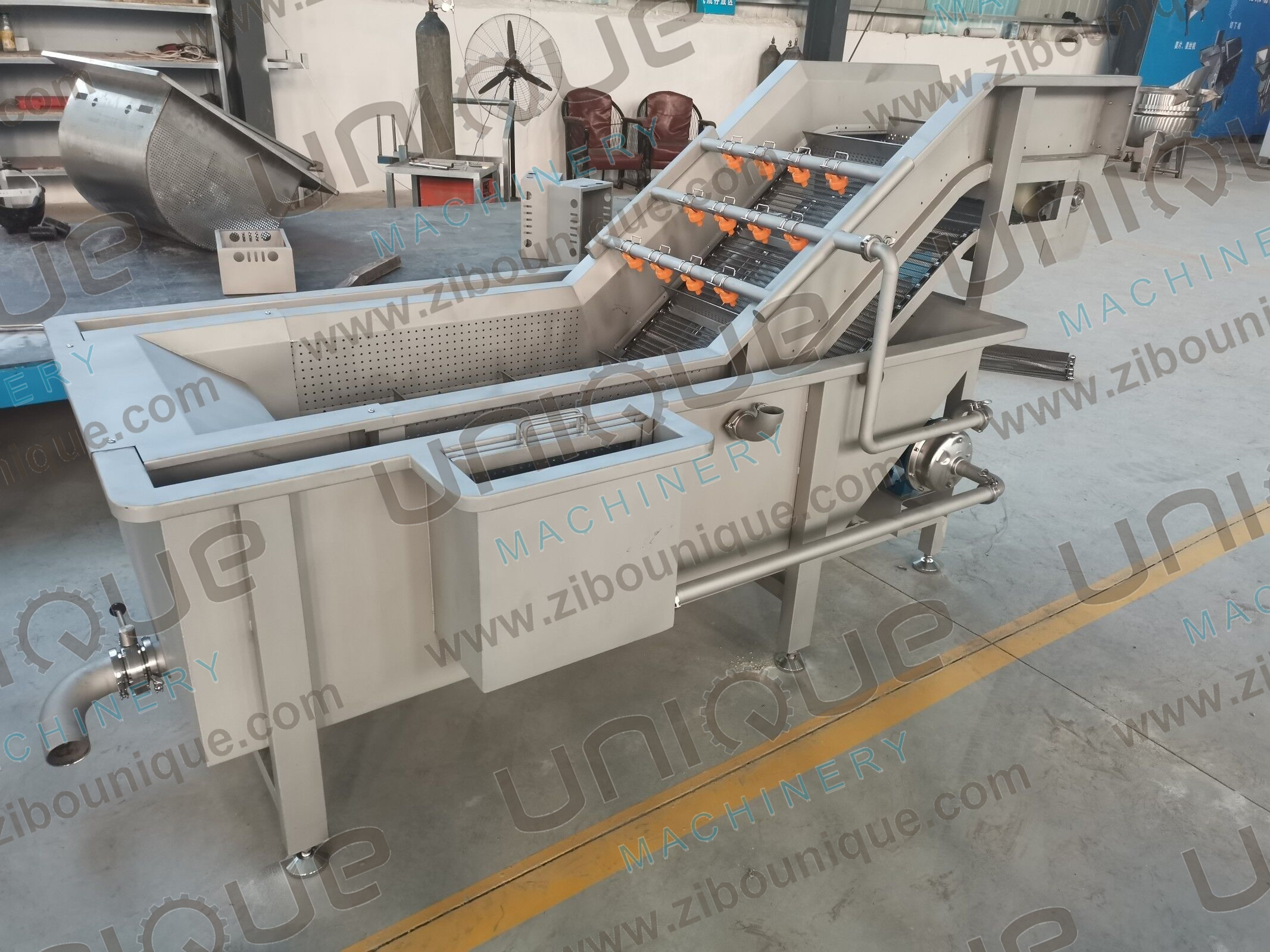 Vegetable Washing Machine for Fruit and Vegetable Chilli Bubble Flood Processing Line