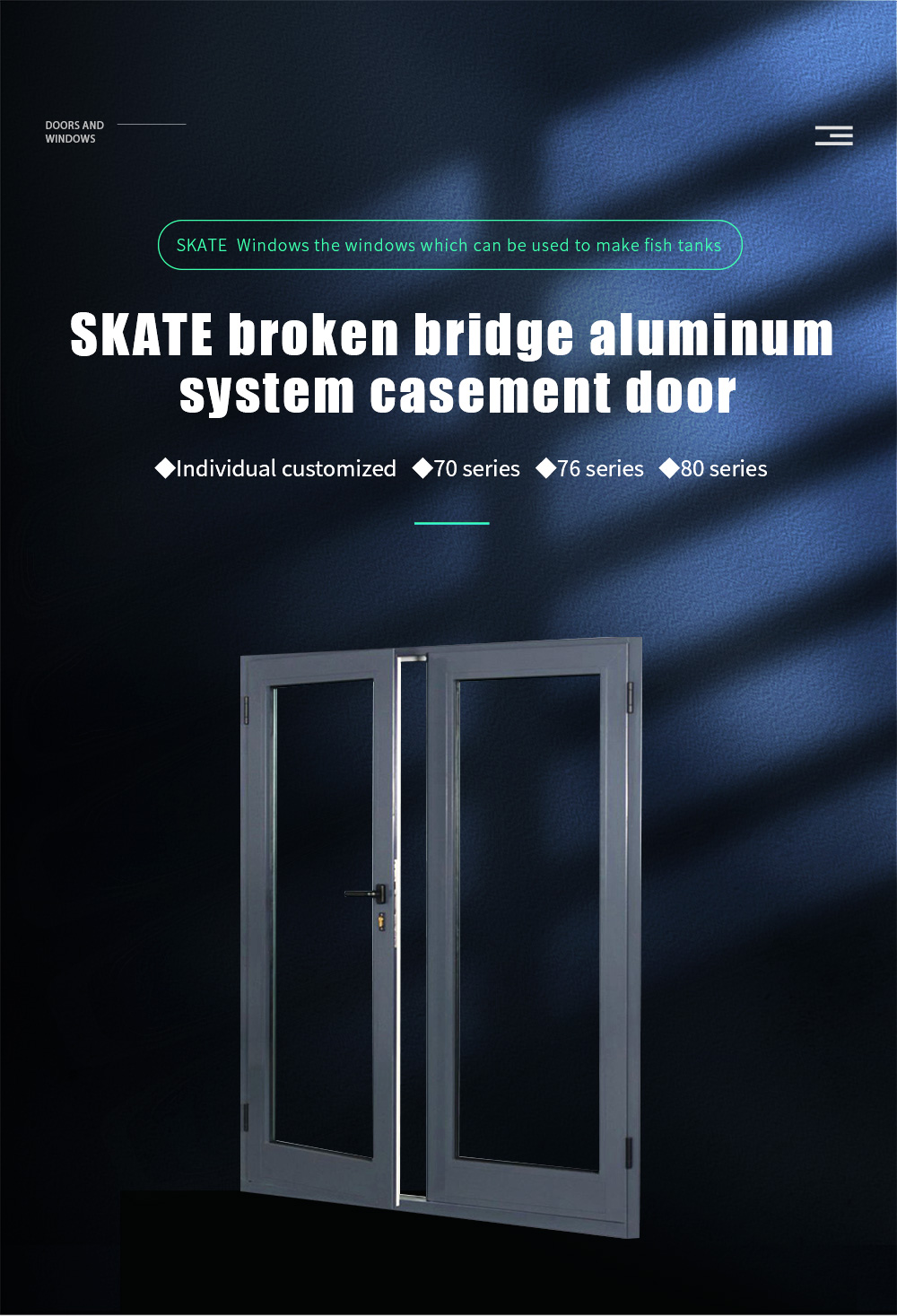 Finished Surface Modern Thermal Break Aluminium Swing Door with Triplex Glass Upgrade