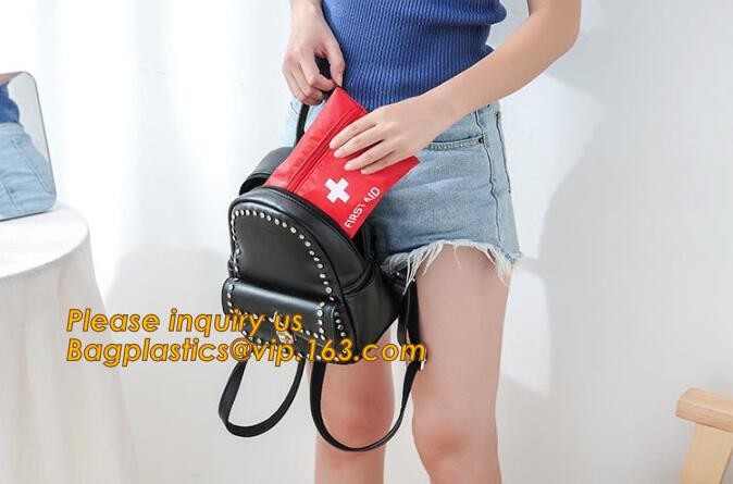Red pu leather waterproof mini eva first aid kit case,first aid box plastic case carrying case,Medical Multi-functional