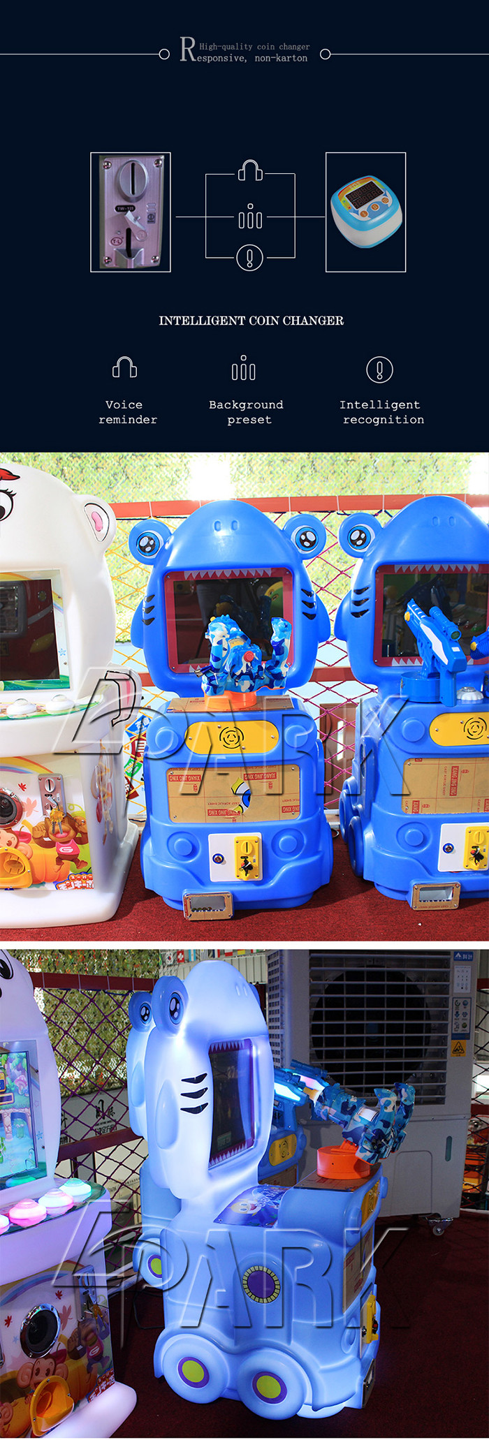 1 Player Amusement Game Machines , Kids LED Light Single Gun Shooting Game Machine