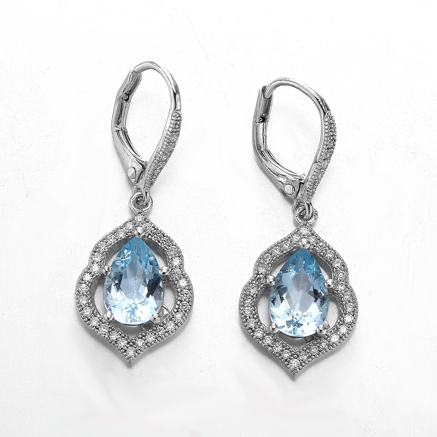 4.1g Sterling Silver Aquamarine Drop Earrings Circle Sky Blue Topaz