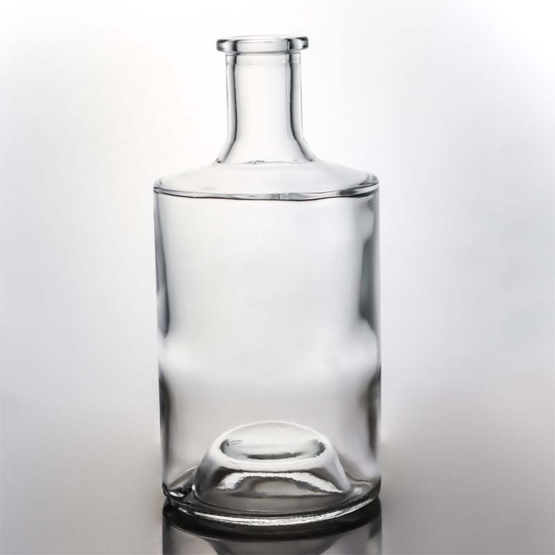 Clear or Customized Round Shaped 750ml 1000ml Glass Bottle With Wood Cork for Whisky