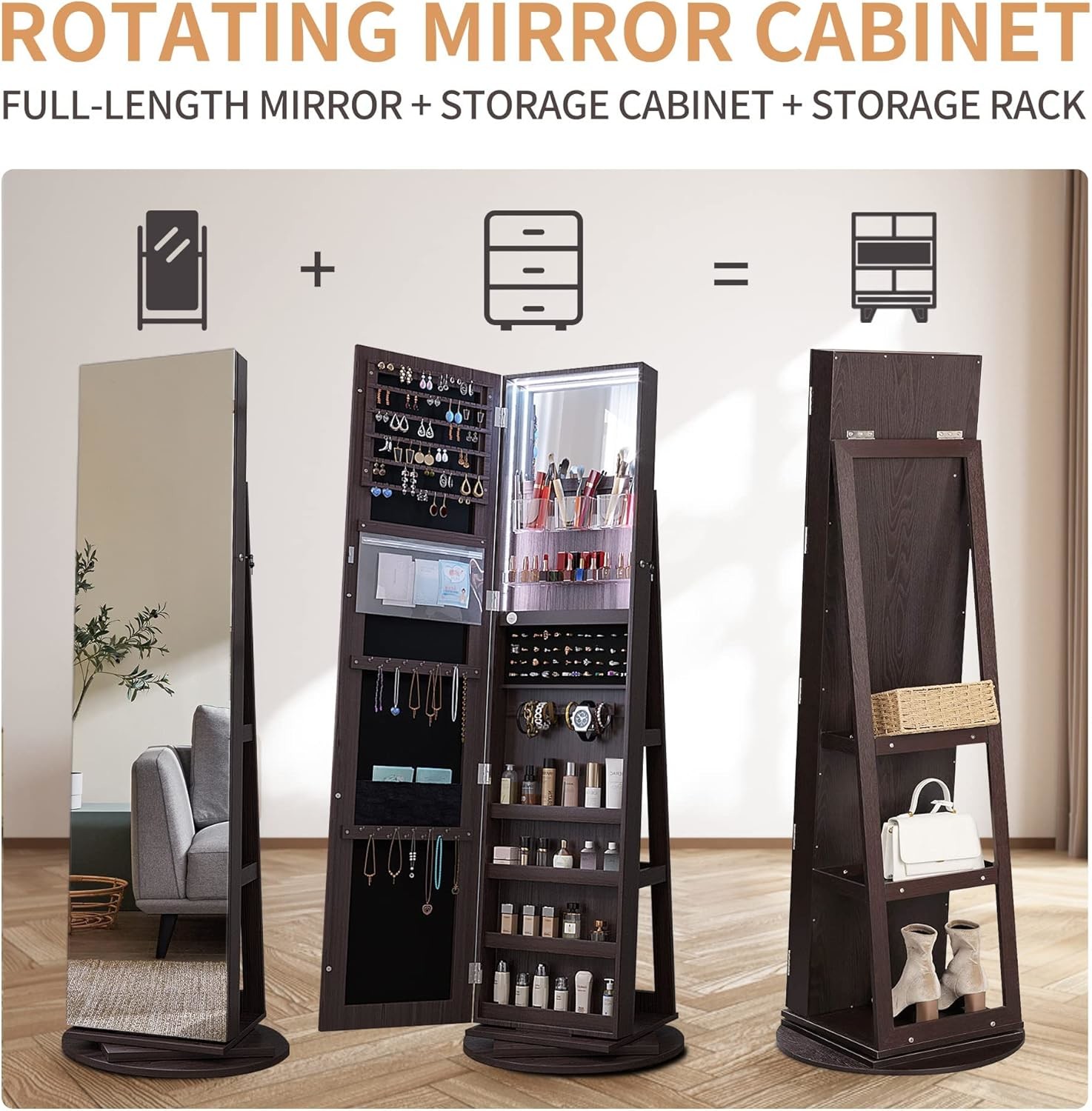 Frameless Full Length Mirror Cabinet Rectangle Wood Mirror Cabinet Customized
