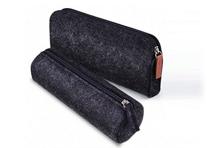 Dark Gray Felt Pencil Pouch Bag Round Shape Pencil Bags For Teens
