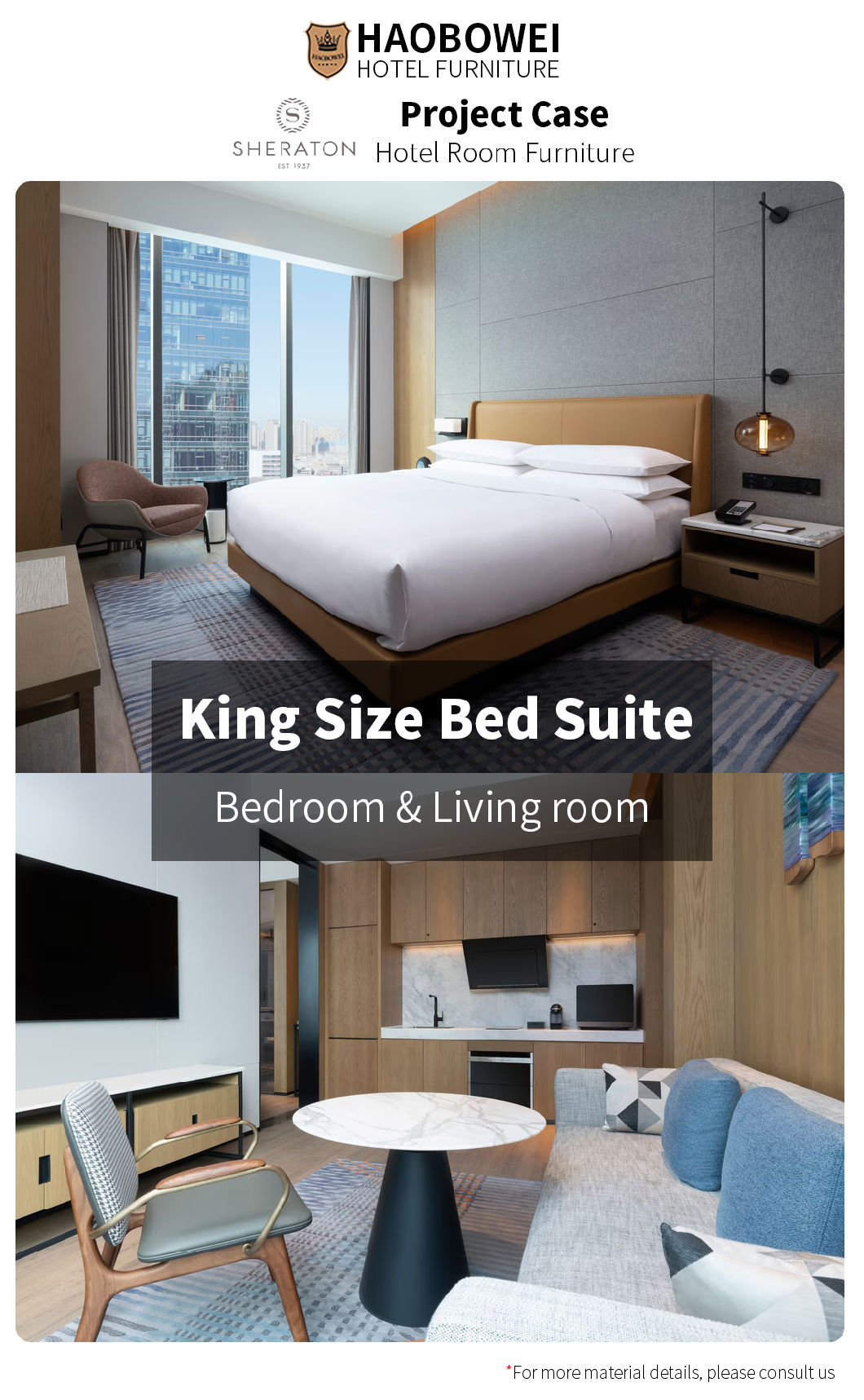 Sheraton by Marriott Business Hotel Modern Standard King Size Bedroom Furniture Set