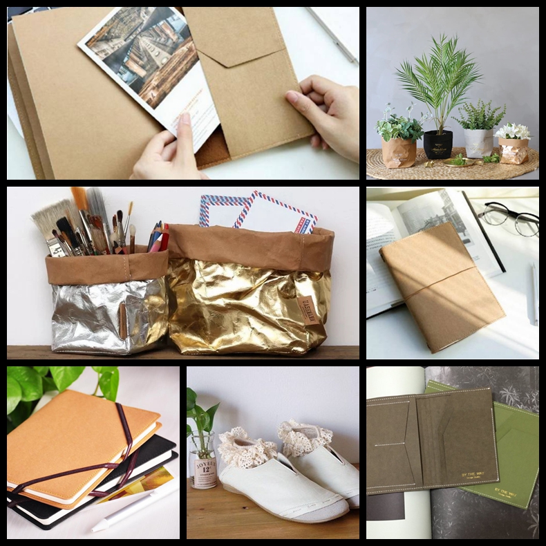 Wrinkled tear resistant 0.55mm black washable kraft paper for Tote bags