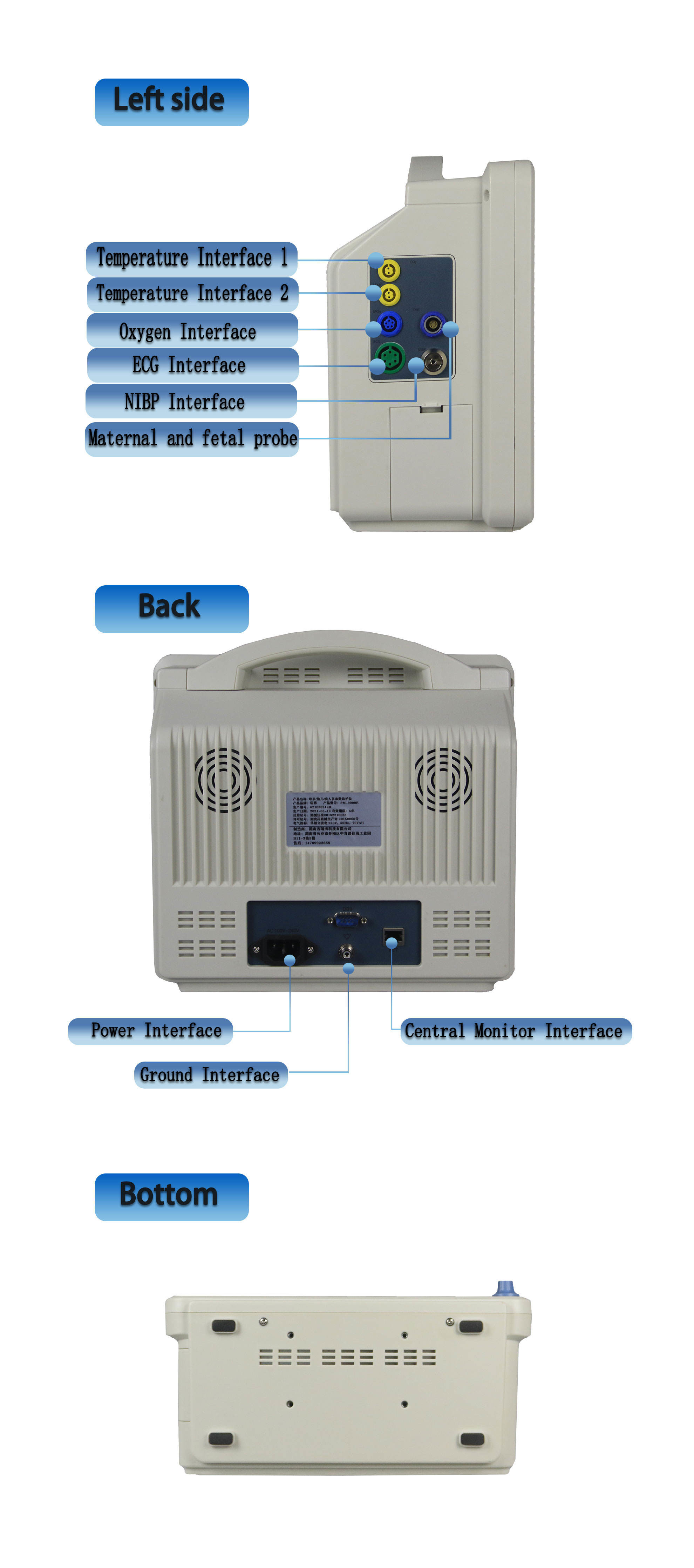 Heart Rate Maternal Fetal Monitor 220V Multi Parameter Monitor
