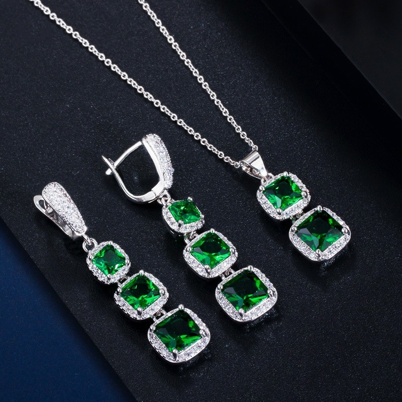 Jewelry Set for Wedding Party Crystal CZ Zircon Ring Earrings Bracelets Necklace Jewelry Set