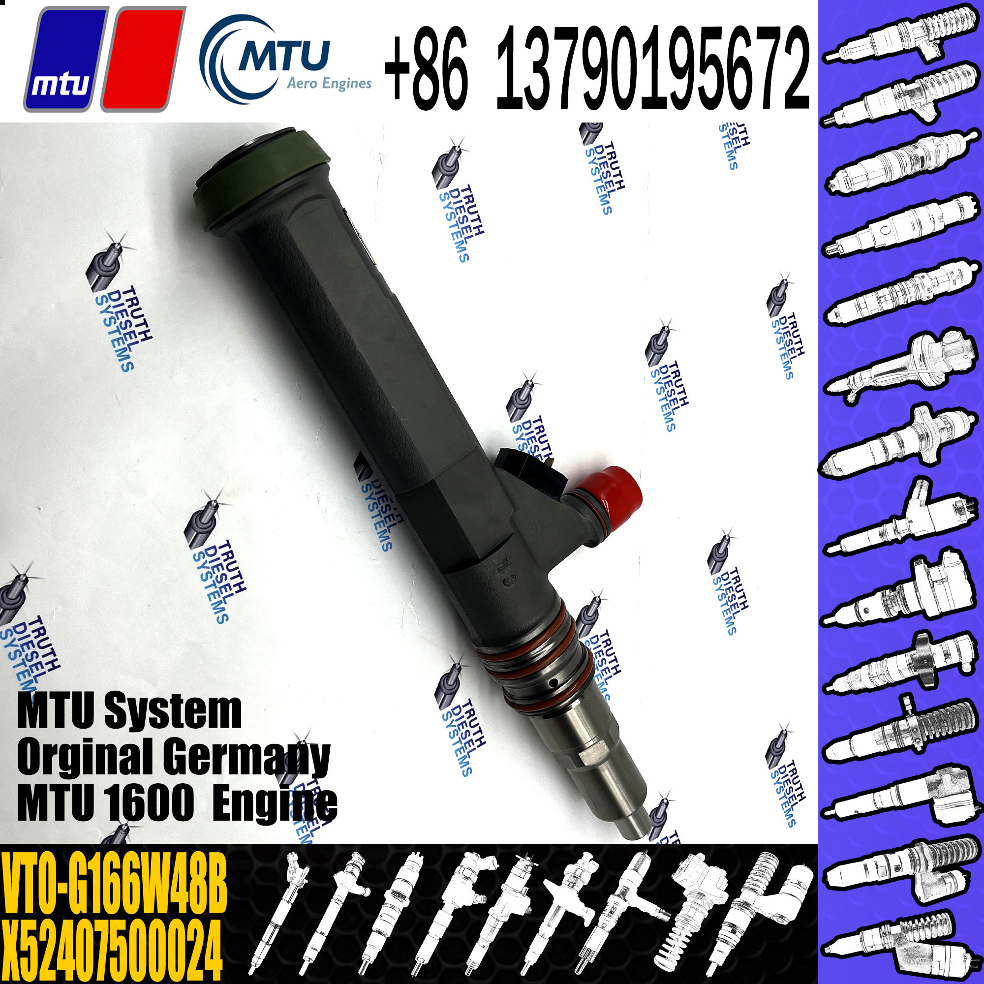 0010106951 Diesel Engine Injector Oem VTO-G166W4 High Speed Steel MTU 4000