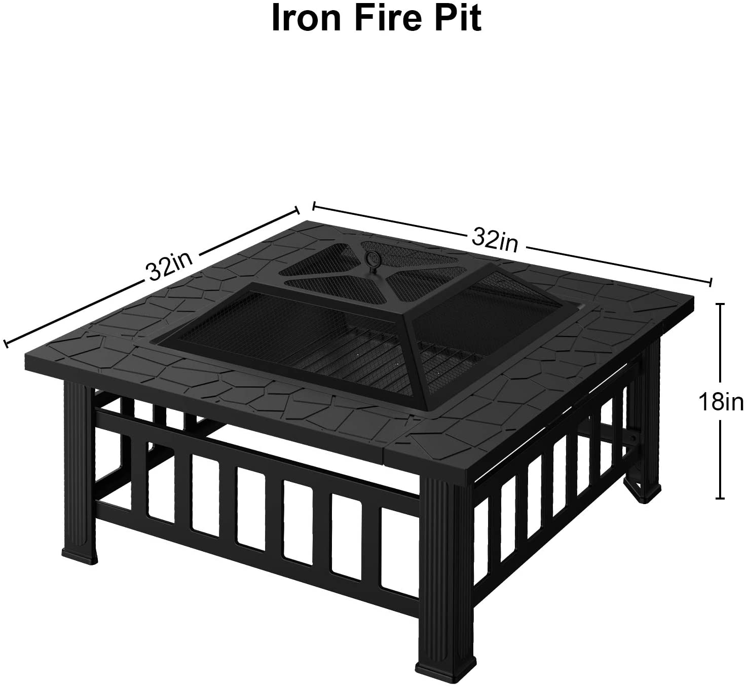 32 Inch Brazier Pan Wood Burning Fire Pit for Indoor Packing Size 62.5*22.5*72.5 cm