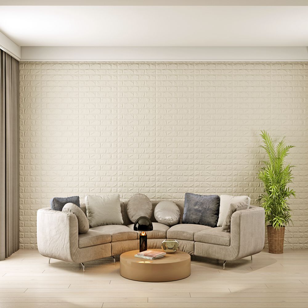 Soft Packages Design Style Waterproof Moistureproof 3D PE Foam Brick Wall Sticker 10mm Thick White Color Wall Decor Wallpaper