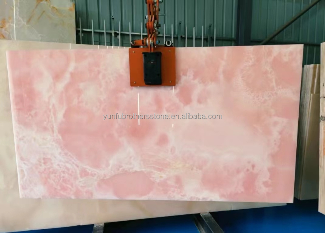 Matt Surface Finishing Modern Pink Onyx Stone for Table and Wall Application