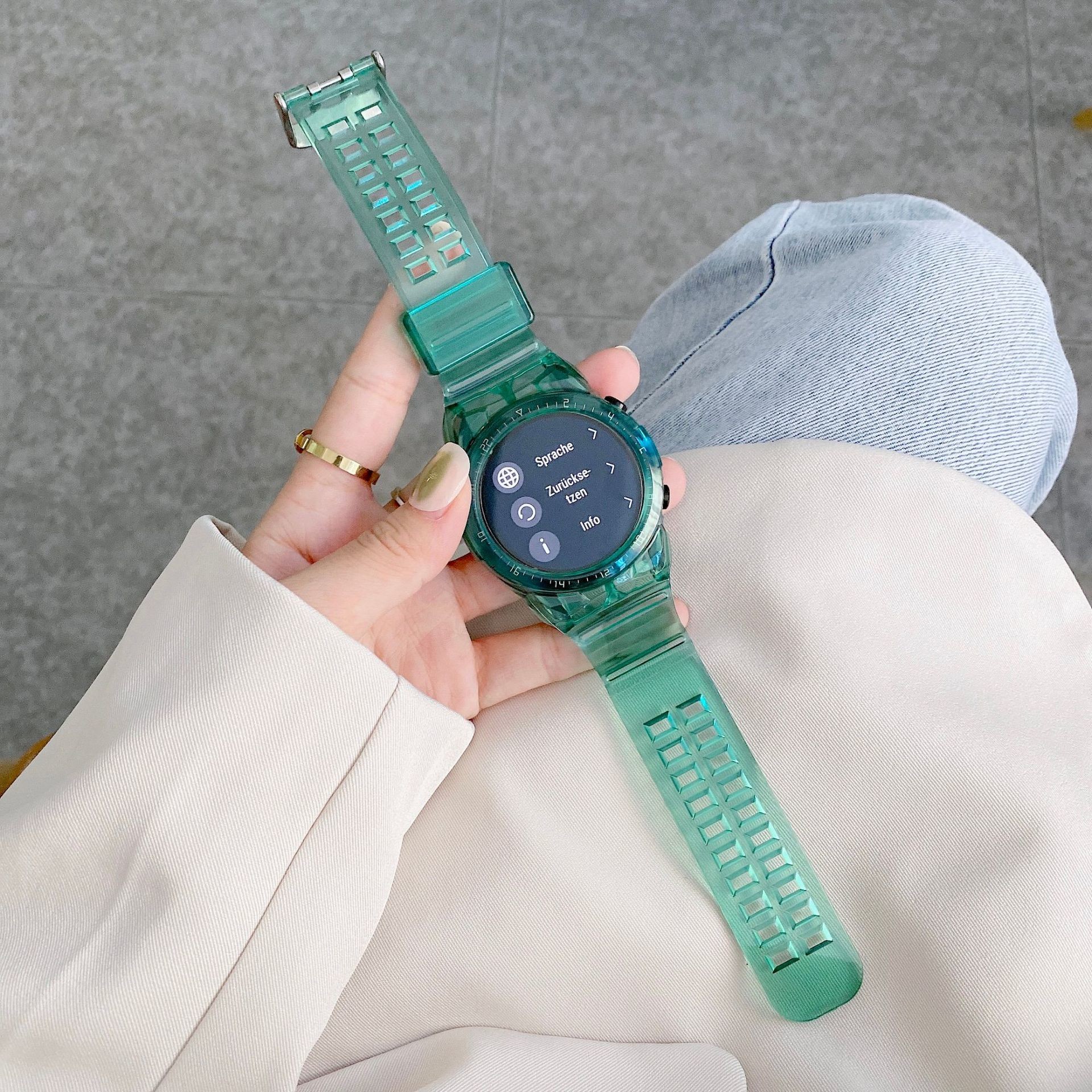 Breathable TPU Transparent Case Wrist Watch Band 46mm For Huawei GT2 GT 2E