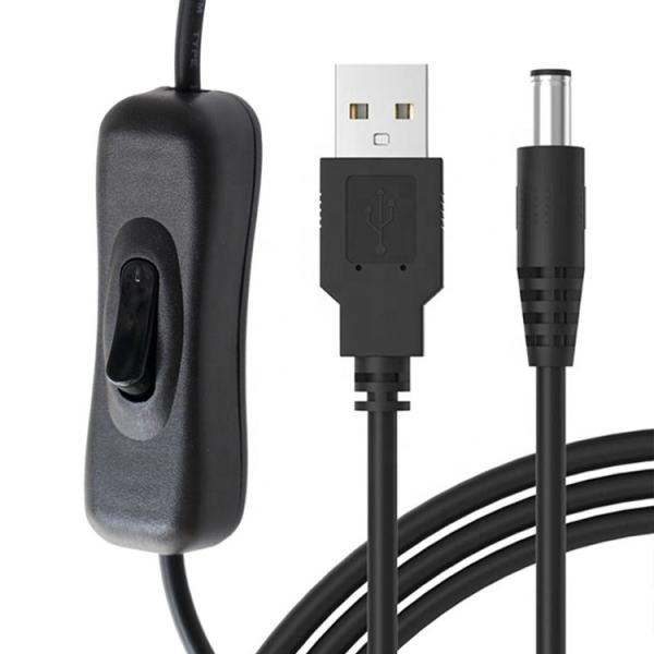 1m 5V USB to DC 5.5x2.1mm Power Charger Extension Cable with ON OFF Switch for