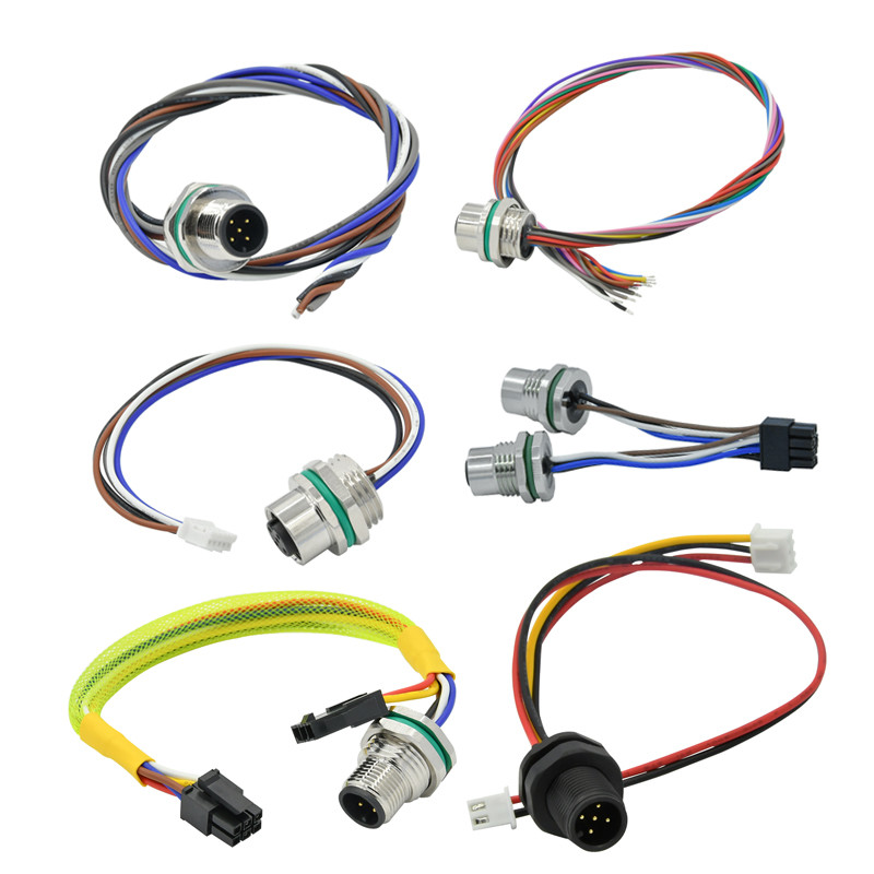 5 Pins M12 Sensor Connector A B D X Male Watertight Panel Mount Wire Cable M12 Connector