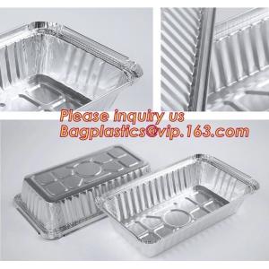 Silver Foil Rectangular Takeout Container with paper lid,Kitchen Use Aluminum