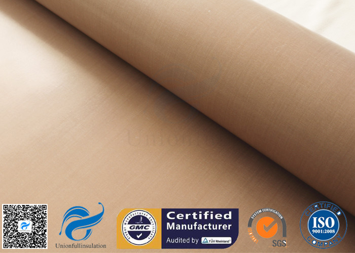 Tan PTFE Coated Fiberglass Fabric For Hot Press Anti Stick Purposes