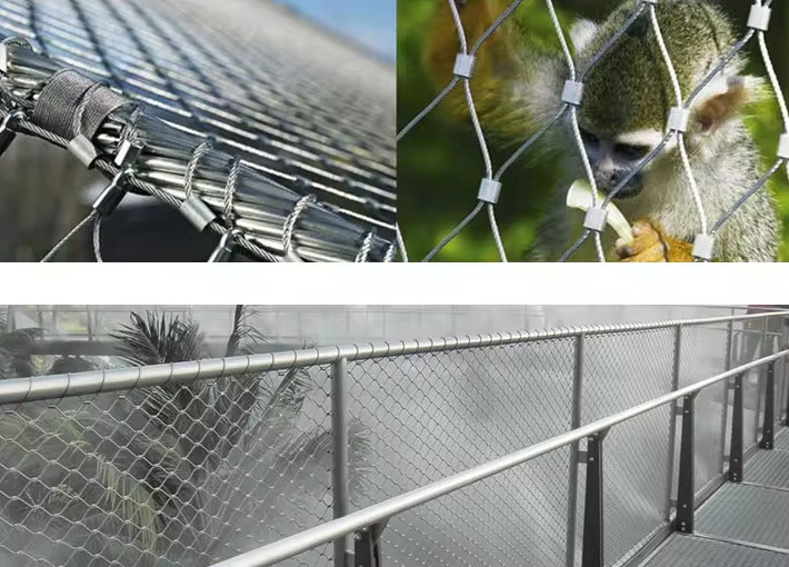 AISI SS316 Ferrule Diamond Stainless Steel Wire Rope Mesh Netting For Balustrade